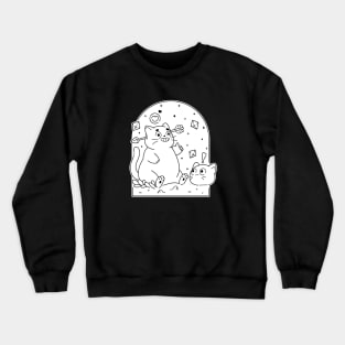 Romantic Black Cat | Black Crewneck Sweatshirt